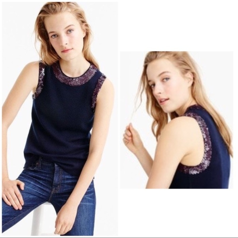 J. Crew Sequin Crewneck Top | Black Label